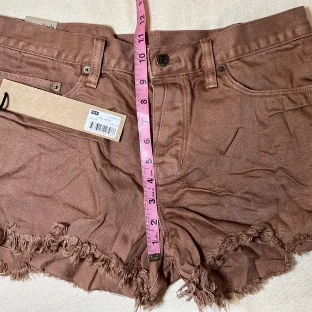 NWT KSUBI Jing Raw Hem Shorts Brown Fit: Low Rise Decorated side slit 29w Mauve